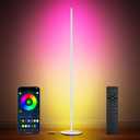 Luckystyle Smart RGB+IC Corner Floor Lamp,Bright LED Tall Modern Floor Lamp with APP and Remote,Ambient Lighting Color Changing Standing Lamps with Music Mode and Timing for Living Room,Bedroom,Party