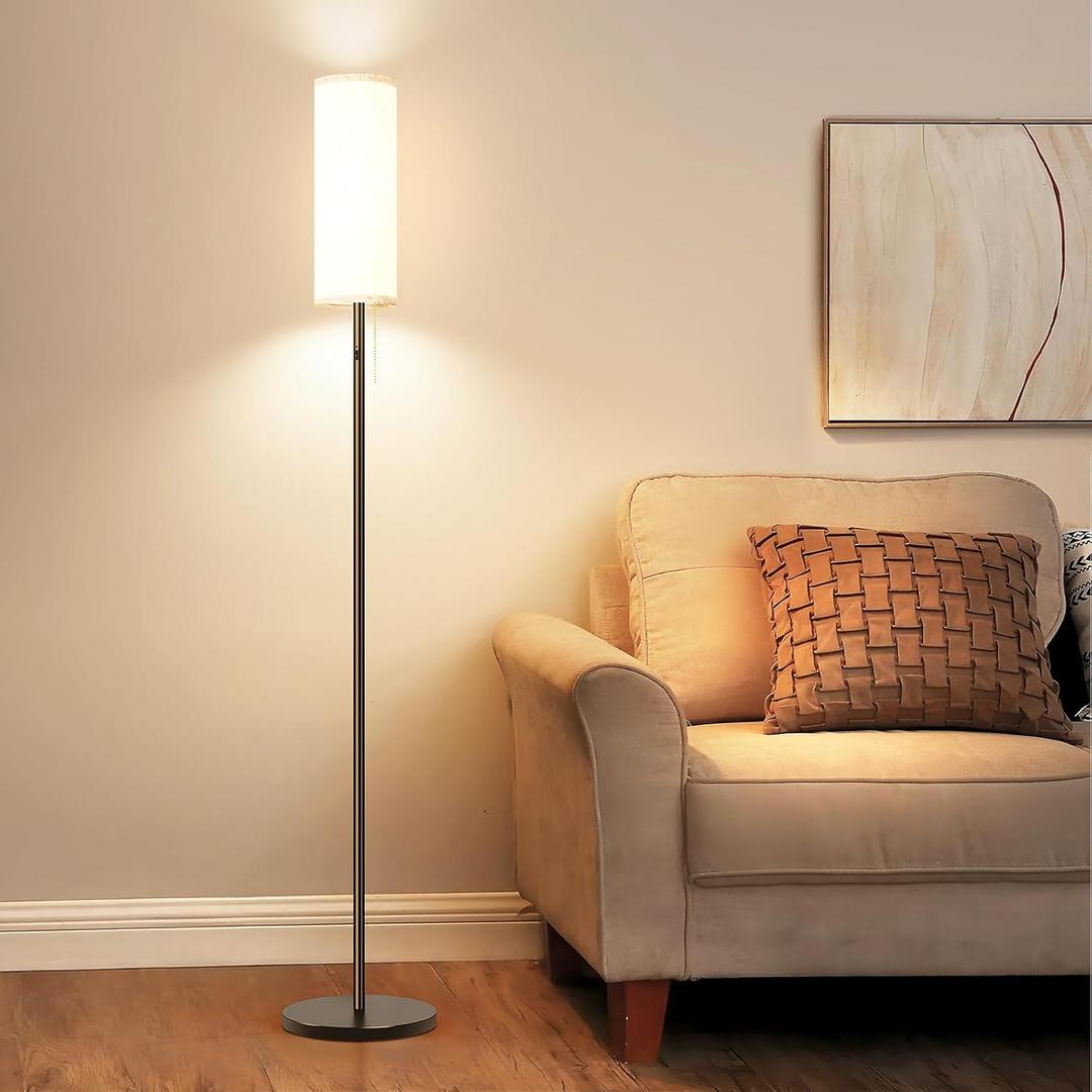 Cordless Floor Lamp for Living Room, with 3 Color Temperature and Pull Cord Switch, 8000mAh Battery Operated Portable Rechargeable Modern Standing