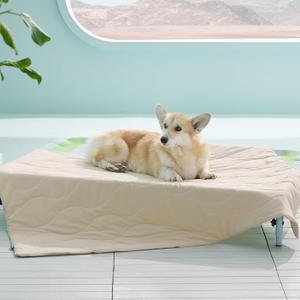 Bedsure Premium Cooling Blanket for Large Dog - Q-MAX>0.5, Breathable Summer Washable Cold Pet Mat, Soft Durable Self Cooling Dog Mat for Hot Weather, Gentle Cream, 40x50