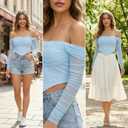 Corset Tops for Women Long Sleeve Off The Shoulder Crop Boned Bustier Trendy Y2K Going Out Tops