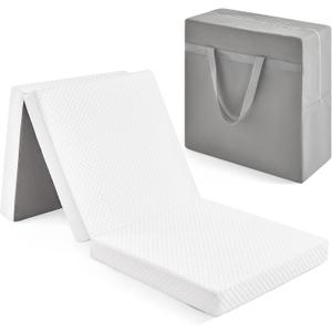 Yeeeasy Trifold Mattress (75”x25”x4”) with Washable Cover, Foldable Mattress for Floor Travel with Carry Bag, Medium Firm, Soft, Portable for Overnight Guests and Camping, Single Size