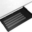 Sliding Under Desk Laptop Mount Shelf with Air Vents 21'' W x 12'' D Metal Under Desk Slide Out Tray Laptop Storage Tray for Home Office Standing Desks Workstations Cabinet Gaming