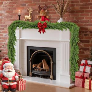 2 Pack 9 Ft Artificial Norfolk Pine Garlands - Christmas Decor Realistic Pine Garland, Green Faux Greenery Garland for Table, Mantle, Fireplace, Wall, Indoor Outdoor Winter Christmas Decorations