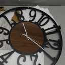 Maxstar Round Wall Clock for Living Room Decor Battery Operated Non Ticking Silent Vintage Black Metal Wood Clocks for Home Living Room Garden Farmhouse Office Kitchen Decoration -20 inch (Black-arabic Numerals)