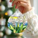 3 x Christmas Ornaments: Stained Glass-Style May Birth Flower Ornament  Christmas Tree Decorations, Holiday Party Gifts, Mother's Day & Birthday Gifts for Women, Mom & Grandma | Birth Flower Gift