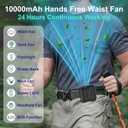 Qerhod 7-in-1 Portable Turbo Fan,Personal Wearable Waist Fan with Clip,Hands-Free Flashlight & More,Powerful Cooling,24H Runtime,LED Display,10000mAh Rechargeable,4 Speeds,Gifts for Men Dad (Black)
