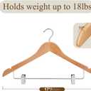 Wooden Hangers with Clips 12 Pack Wooden Pants Hangers,Skirt Hangers with Adjustable Clips,Hangers for Pants,Jeans,Slacks,Shorts（Natural）