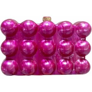 Women Acrylic Clutch Chic Marble Evening Handbag Wedding Box Clutch Purse Chain Shoulder Bag for Prom Party (Fuchsia)