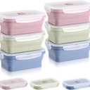 Mifoci 6 Pcs Silicone Containers for Food Collapsible Food Storage Containers with Airtight Lids Stacking Leftover Foods Storage Lunch Box for Freezer Microwave Dishwasher Safe(Morandi,18.6 oz)