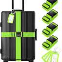 8 Pack Luggage Straps and Tags Set - 4 Straps, 4 Tags, TSA Approved Suitcase Belt, Green
