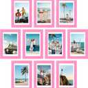 decorUhome 4x6 Picture Frame Set of 10, Display Photos 3.5x5 with Mat or 4x6 Unmatted for Picture Frames Collage Wall Decor, Pink