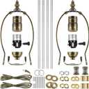 Mudder 2 Sets Silver Finish Make a Lamp Light Kit, Lamp Wiring with 8 Inch Harp and 3 Way Socket, Make a Amp Kit Complete for DIY Light Design or Repair(Brass)