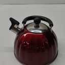 Mr. Coffee Twining 2.1 Quart Pumpkin Shaped Stainless Steel Whistling Tea Kettle, Metallic Red