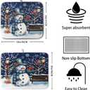 Winter Snowman Dish Drying Mat for Kitchen Counter 18x24, Xmas Snowflakes Dish Drainer Mat Snowy Night Drying Kitchen Mats Cardinal Birld Dish Pad Absorbent Reversible Coffee Mats for Dishes