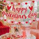 Galentines Day Decorations for Party, Fufuddz Pink Backdrop Foil Curtains Girls Valentines Banner Red Heart Garland Bachelorette Supplies Happy Birthday Sign Cute Gifts for Women Friends Ladies Night