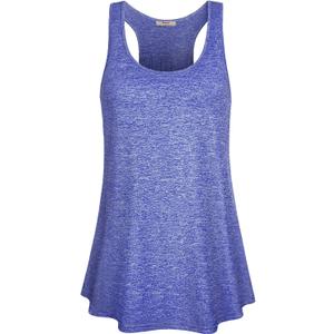 Miusey Womens Sleeveless Loose Fit Yoga Workout Racerback Tank Top (Large, Blue-4)