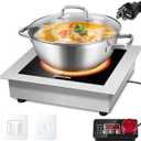 AiedCom Commercial Induction Cooktop 3500W 240V, Powerful Induction Electric Stove, Built-in & Countertop Burner with Digital Sensor, Press/Knob Separate Controller, Hook Stickers