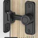 Heavy-Duty Barn Door Lock & Sliding Door Lock, 90/180 Flip Privacy Latch - Extra Thick Zinc Alloy for Bathroom, Bedroom, Shed, Cabinets, Garden Gate, Pet House. Includes Screws & Spacer (Black-1PC)