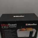 Mueller UltraToast Full Stainless Steel Toaster 4 Slice, Long Extra-Wide Slots for Bagels and Waffles, 6 Browning Levels, LED Display, Cancel/Defrost/Reheat Functions & Removable Tray, Kitchen Gadgets