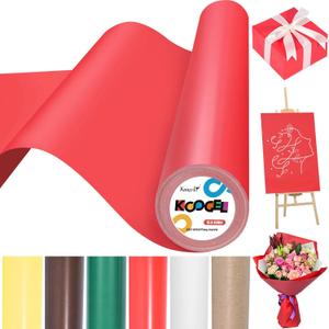 Koogel Red Wrapping Paper Roll, 15" x 450" (38') Gift Wrapping Paper for Packing Gift Wrap Parcel Wall Art Crafts Floor Covering