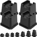 shouwuhho Bed Risers 3 inch, Furniture Risers Elevation in Heights 3 Inch Heavy Duty, Bed Lift Risers for Caster Wheels or Posts of Bed Table Couch, Support up to 6000 lbs, Black, 4 Pack