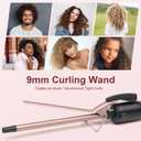 Thin Curling Iron, 3/8 Inch Small Curling Iron Wand for Short & Long Hair, Small Ceramic Barrel with 2 Temperature for Tight Curls, Include Heat Resistant Glove