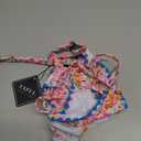 ZAFUL Bikini Sets for Women Halter Dual Straps Whip Stitch Floral Print Triangle 2 Pieces Bikini Swimsuits, Blue Medium