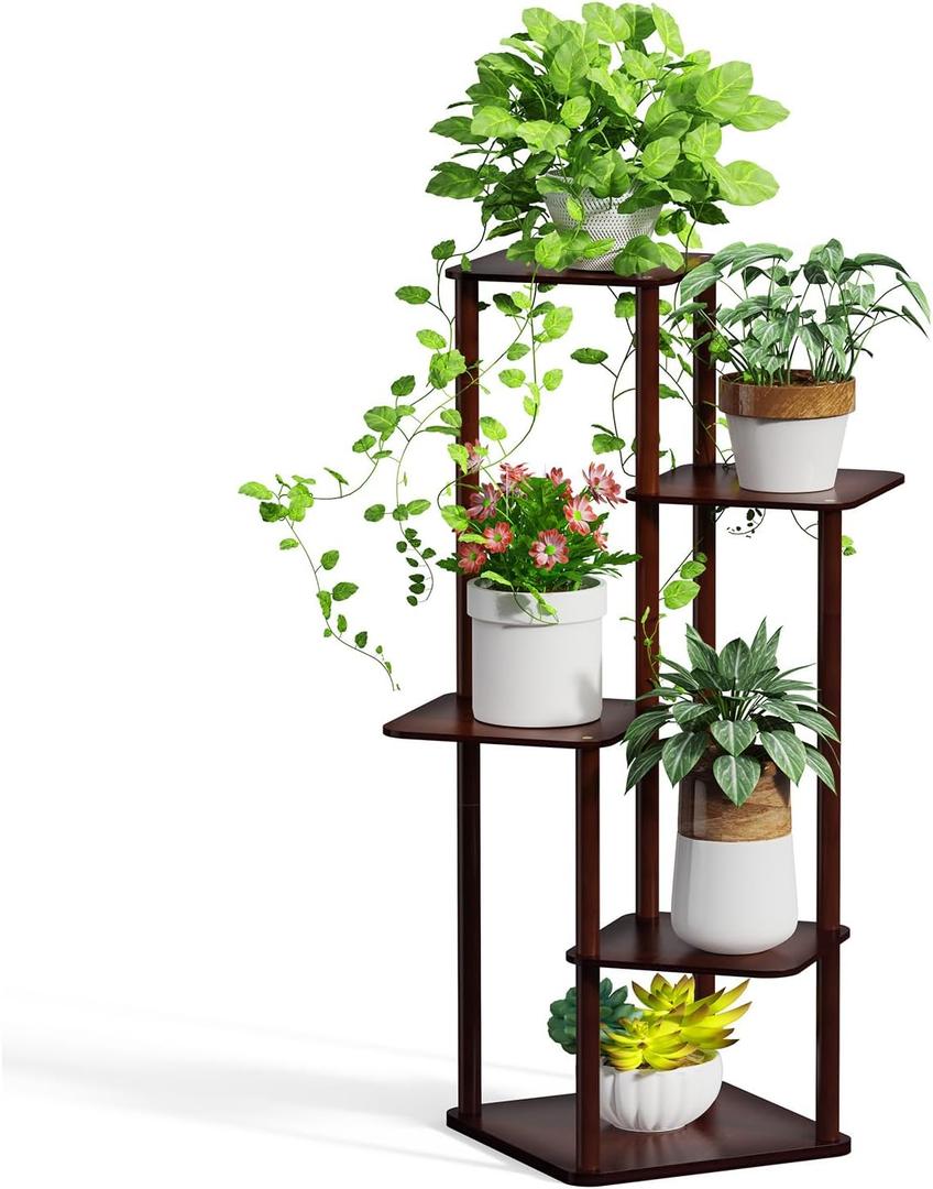 MUDEELA Plant Stand Indoor, 5 Tier Tall Plant Shelf Plant Holders, Bamboo Plant Stands Corner Plant Stand for Multiple Plants for Indoor, Outdoor, Corner, Balcony, Living Room and Bedroom MUDEELA Plant Stand Indoor, 5 Tier Tall Plant Shelf Plant Holders, Bamboo Plant Stands Corner Plant Stand for Multiple Plants for Indoor, Outdoor, Corner, Balcony, Living Room and Bedroom