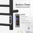 Electric Heated Towel Warmer with Timer & Temperature Control- Wall Mounted Bathroom Towel Rack, Plug-in Design & Brushed Stainless Steel Finish (Black with Timer, 8 Bar)