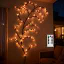 75 Inch Cherry Blossom Tree Light with Remote, 96 LED Cherry Blossom Branch Lights for Wall, 8 Lighting Modes&Timer, Flexible DIY Indoor Decoration for Home, Christmas, Wedding, Party (96LED-75inch)