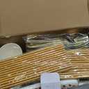 400Pcs Disposable Party Dinnerware Set, Paper Tableware Set, Disposable Party Supplies Happy Birthday Paper Plates, Napkins, Cups, Plastic Forks Knives Spoons Straws Favor for 50 Guests (Golden Glass)