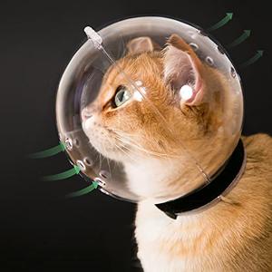 Cat Transparent Muzzle with Breathable Hood, Adjustable Kitten Astronaut Helmet Prevent from pet Biting Chewing Grooming Hoqqf, Ball Mask for Aggressive Cat, Size: M