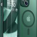 SPIDERCASE for iPhone 15 Case, Magnetic Translucent Matte Case with 2PCS Tempered Glass Screen Protector Slim Phone Case for iPhone 15 6.1'', Forest Green