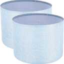Lamp Shades Set of 2, Drum Lampshade for Table Lamps Floor Lamp, 13" Top X 13" Bottom X 10" High Blue Large Line Fabric Lamp Shades, Easy Assembly Replacement Lampshades
