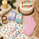 Geyoga 3 Pairs Fuzzy Socks for Women Happy Birthday Gifts Soft Fluffy Cozy No Shed Slipper Sock Thick Warm Sleeping Sock (Pastel)