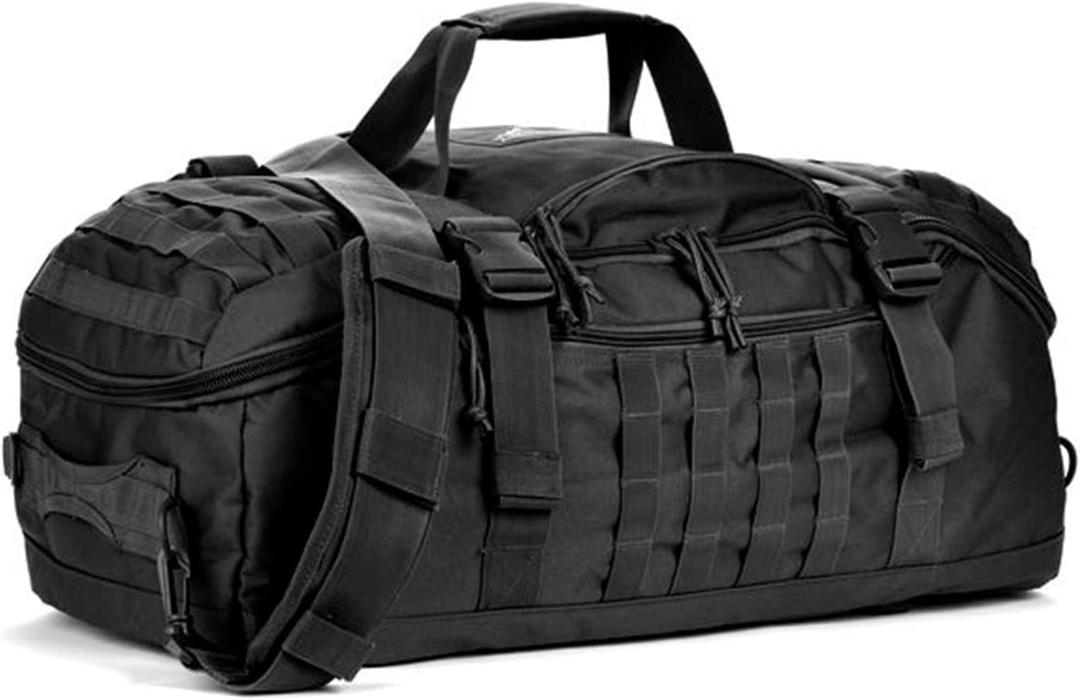 3 In 1 Military Backpack Travel Duffle Bag for Weekender Gym Traveling Workout Deployment (Black)