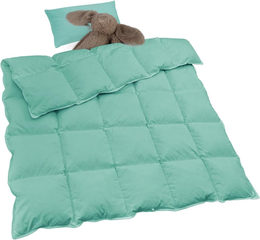 zzlamb Warm Baby Quilt Crib Comforter Small Duvet Insert, Toddler Down Comforter Kids Crib Down Throw Blanket, Lightweight Soft Brushed Noiseless Shell Down Proof Machine Washable, Aqua 41x48in