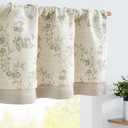 jinchan Linen Kitchen Valance for Windows 16 Inch Floral Double Layer Valance Living Room Laundry Room Room Darkening Rustic Cottagecore Farmhouse Flower Window Treatment 1 Panel Green on Beige