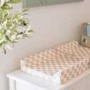 Tiny Twinkle Diaper Changing Pad for Dresser & Nursery Table Waterproof, Wipeable & Mess-Proof Baby Changing Pad with Safety Strap, Non-Slip Base & Removable Washable Cover(Beige Checkers)