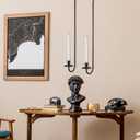Zonon 2 Pcs Wall Candle Sconces, 23.6" Black Wall Candle Holder Set with Mounting Hardware, Modern Iron Candles Sconces for Living Room Farmhouse Fireplace Wedding Home Decor
