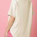 Dokotoo Womens Summer Shirts Casual Short Sleeve 1/4 Button Solid Collar Neck Curved Hem Pullover Sweatshirts Tops (Beige, S)