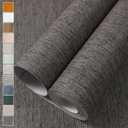 WADILE Grasscloth Peel and Stick Wallpaper 23.6in x 236in, Textured Contact Paper for Cabinets, Faux Linen Wall Paper Pull and Stick, Fabric Vinyl Wallpaper Self Adhesive Brown Gray