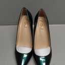 FSJ Women Bridal Pointed Toe Chunky High Heel Crystal Pumps Slip on Wedding Thick Comfort Shoes Size 8.5 Forest Green