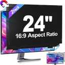 2 Pack Magnetic Removable 24 inch Computer Privacy Screen Filter for 16:9 Widescreen Monitor Desktop PC, 24inch Anti Blue Light Glare Eye Protection Shield, Anti Spy Screen Protector Screen