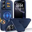 TOCOL for iPhone 16 Pro Case with Slide Camera Cover, Kickstand and Camera Control Button, Fit for MagSafe, Rugged Solid Phone Case, Non-Slip, Drop Protection, Blue