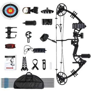 Compound Bow for Youth, Teenagers and Beginners 15-45LBS Draw Weight, Limbs Made in US, Ready to Shoot, Bow and Arrow Set with All The Archery Accessories