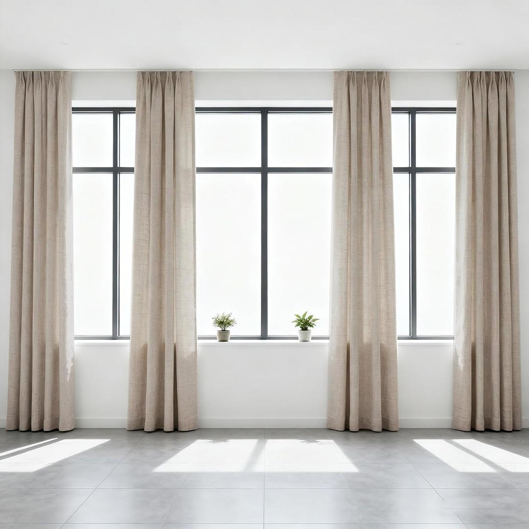 Dark Taupe Thick Linen Semi Sheer Curtains 108 Inches Long, Privacy Sliding Glass Door Curtains & Drapes, Modern Vintage Window Treatments Pinch Pleat Floor to Ceiling Curtain with Hooks (50"W x 108"L (Pack of 2))