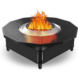 Fire Pit Surround Tabletop for Solo Stove Bonfire Ranger 2.0, with Coated Steel and UV-Resistant Outdoor Fabric, Adjustable Tabletop for Solo Stove Bonfire Accessories, Thick Metal,  M for Bonfire Ranger 2.0