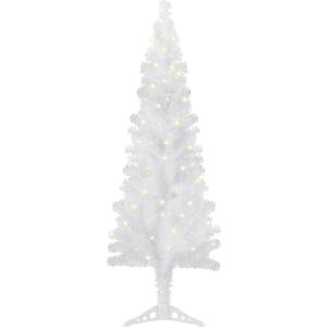 Sunnyglade 4FT Lighted Artificial Christmas Tree, Small Tinsel Pine Tree with 100 LED Light, Pen-Shape Xmas Tree with PVC Full Branch Tips & Stand for Indoor Christmas Home Party Decor (White)