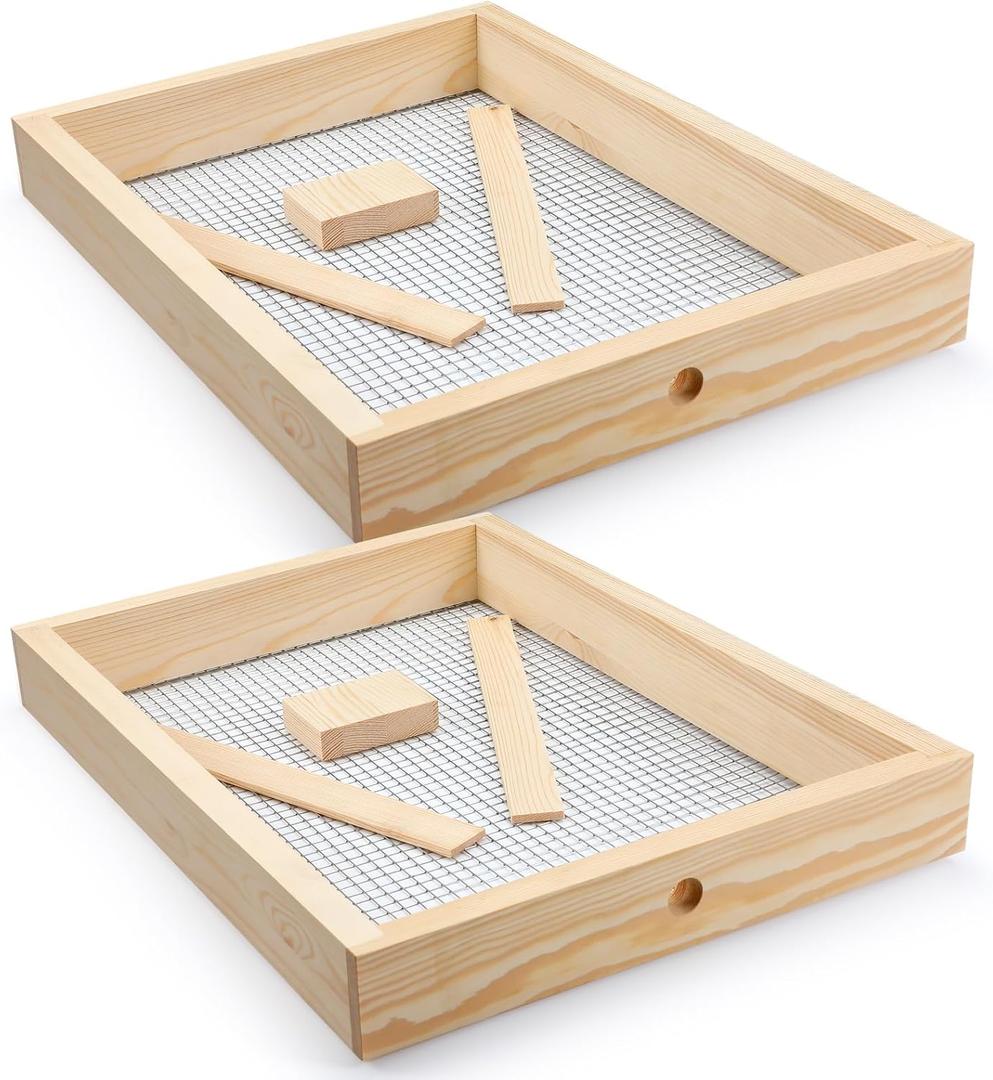 Menkxi 2 Pcs Bee Hive Candy Board Assembled Candy Board for Honeybee Hives Empty Bee Frame Feeder Frames Bee Sugar Hive Top Feeder for Winter Supplies (10 Frame)